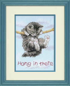 Dimensions Mini Counted Cross Stitch Kit - Hang on Kitty