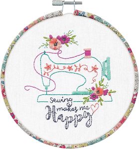 Dimensions Learn a Craft Embroidery Kit - Sew Happy (includes hoop!)