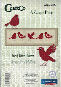 Craft material and supply: CraftCo Cross-stitch kit - Red Birds on Aida Rustico