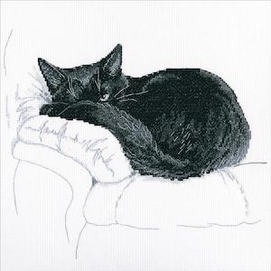 Craft material and supply: RTO Cross Stitch Kit - Among Black Cats - I'm Sleeping!