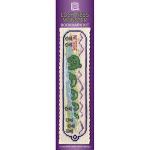 Craft material and supply: British Textile Heritage Cross-stitch Bookmark kit - Loch Ness Monster