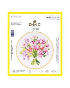 Craft material and supply: DMC Counted Cross Stitch Kit - Spring Bouquet  (includes hoop!)