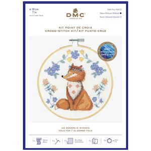 DMC Counted Cross Stitch Kit - Folk Fox (includes hoop!)