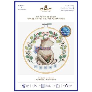 DMC Counted Cross Stitch Kit - Folk Bear (includes hoop!)