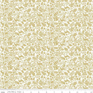 Liberty of London A Woodland Christmas 2022 Collection - Enchanted Forest in Gold on White