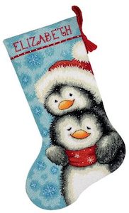 Dimensions Needlepoint Kit - Christmas Stocking Hugging Penguins