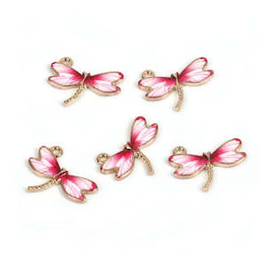 Enamel Charms - Pink Dragonflies