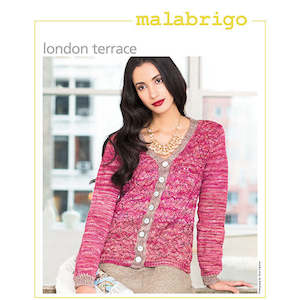 Craft material and supply: Malabrigo Knitting Pattern - London Terrace V-Neck Cardigan in 8-ply to 10-ply / DK to Aran weight