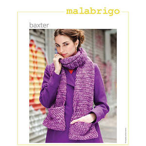 Craft material and supply: Malabrigo Knitting Pattern - Baxter Textured Scarf with Pockets in 12-ply / Aran