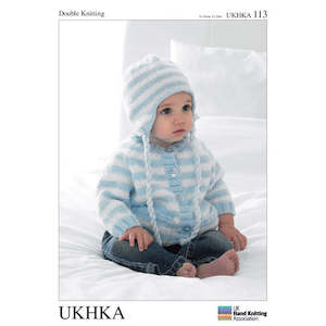 UKHKA 113 - Cardigan & Hat in DK / 8-ply for Premie to 12 months