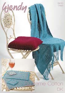 Wendy Knitting Pattern 5610 - Throw, Cushion Cover, Place mats & Coasters in 8-ply / DK