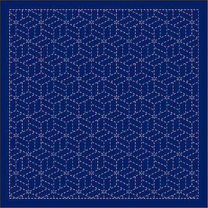 Daruma - Pre-printed Sashiko Fabric in Parquet design on Indigo Background