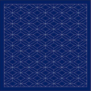 Daruma - Pre-printed Sashiko Fabric in Triple Diamond design on Indigo Background