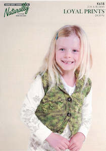 Craft material and supply: Naturally Knitting Pattern K618 - Childrens button-front Vest with cables in 8-ply / DK