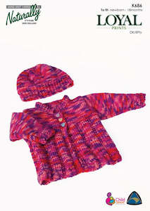 Craft material and supply: Naturally Knitting Pattern K686 - Baby Jacket & Hat in 8-ply / DK for Ages Newborn to 18 months