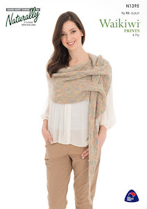 Naturally Knitting Pattern N1395 - Ladies Asymetrical Shawl in 4-ply / Fingering weight