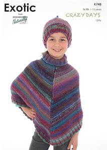 Naturally Knitting Pattern K748 - Girls Poncho & Hat for ages 1-10 in 12-ply / A…