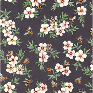 Craft material and supply: Bee Haven - Bees and Manuka Flowers on dark grey background