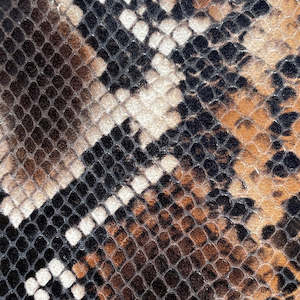 Leather wholesaling: Snake Print Calf Skin | Black / Brown | 0.8mm | 7 - 10 sq.ft | $98 ea.