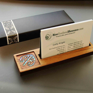 Wooden business card holder