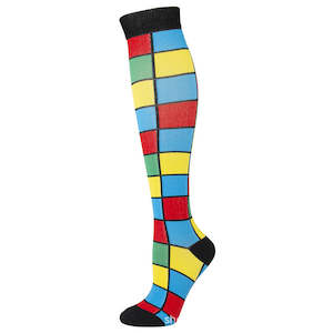 Personal Care: Knee-High Compression Socks Tetris ﻿Pattern Sports Nylon Stockings