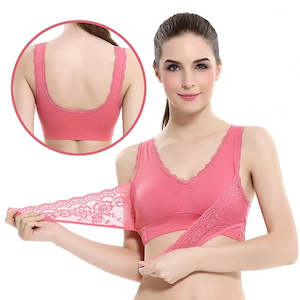 Front Criss-Cross Push Up Lace Bra Seamless Wireless Lift Sports Bra