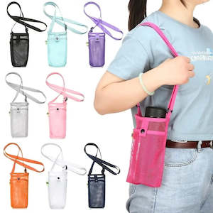 Travel Gears: Mesh Water Bottle Holder Carrier with Adjustable Shoulder Strap