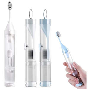 2Pcs Travel Toothbrush Kit with Foldable Toothpaste Container