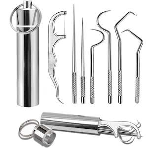 Portable Stainless Steel Toothpicks Pocket Set with Holder Dispenser