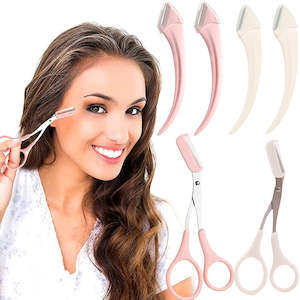 Eyebrow Trimmer Set Stainless Steel Curved Eyebrow Razor Scissors With Comb