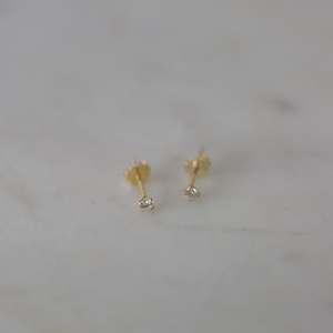 Mini Rock Studs Clear - Gold