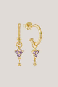 Birthstone Hoops | February | Gold