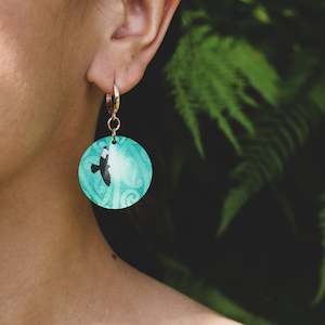 Design services: Earrings Green, Ngā Manu - Kahu circle