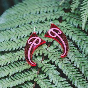 Earrings STATEMENT, Red Glitter - Mangopare