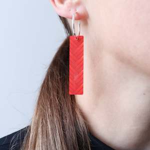 Earrings Red, Taki Tahi Rectangle