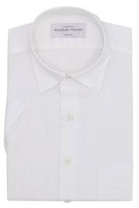 Menswear: Spencer Linen White - Short Sleeved - Super Slim