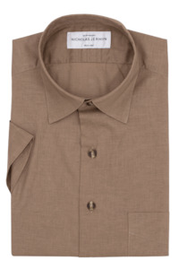 Menswear: Farlow Linen Taupe - Short Sleeved - Super Slim