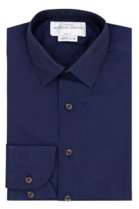 Menswear: Barnes Navy - Super Slim - Single Cuff