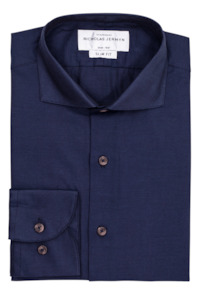 Menswear: Barnes Navy - Slim Fit - Single Cuff