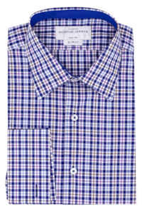 Mackelvie Check Indigo - Slim Fit - Double Cuff