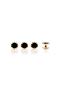 Round Ebony Studs - Gold