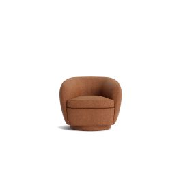 Cobble swivel armchair in pure fabric tomato