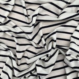 Fabrics textile: The Merino Collective Ethical Merino  - White/Navy Breton Stripe