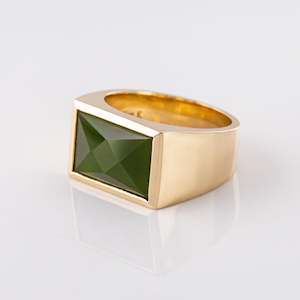 Jewellery manufacturing: Large Faceted Pounamu Elemental Ring