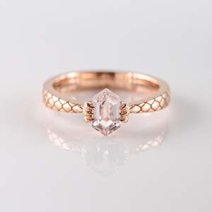 Soft Pink Sapphire Baby Dragon Claw ring in 9 carat Rose Gold