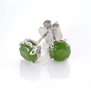 Baby Dewdrop stud earrings with Pounamu in Sterling Silver