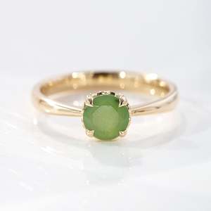 Baby Dewdrop ring with Pounamu in 9 carat Gold