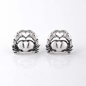 Jewellery manufacturing: Crab Romance studs in Sterling Silver