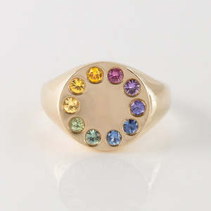 Sapphire Artist Paint Palette ring in 9 carat Gold