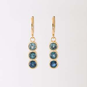 Jewellery manufacturing: Triple Sapphire Blue Fade Earrings in 9 carat Gold